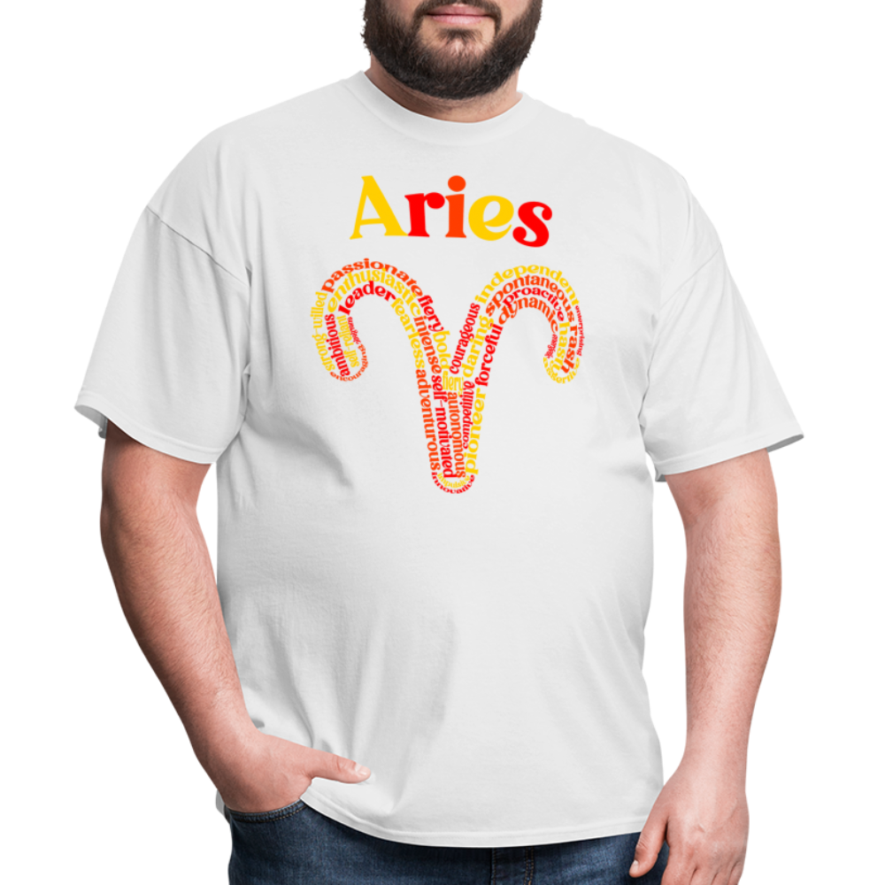 Men's Power Words Aries Classic T-Shirt - white