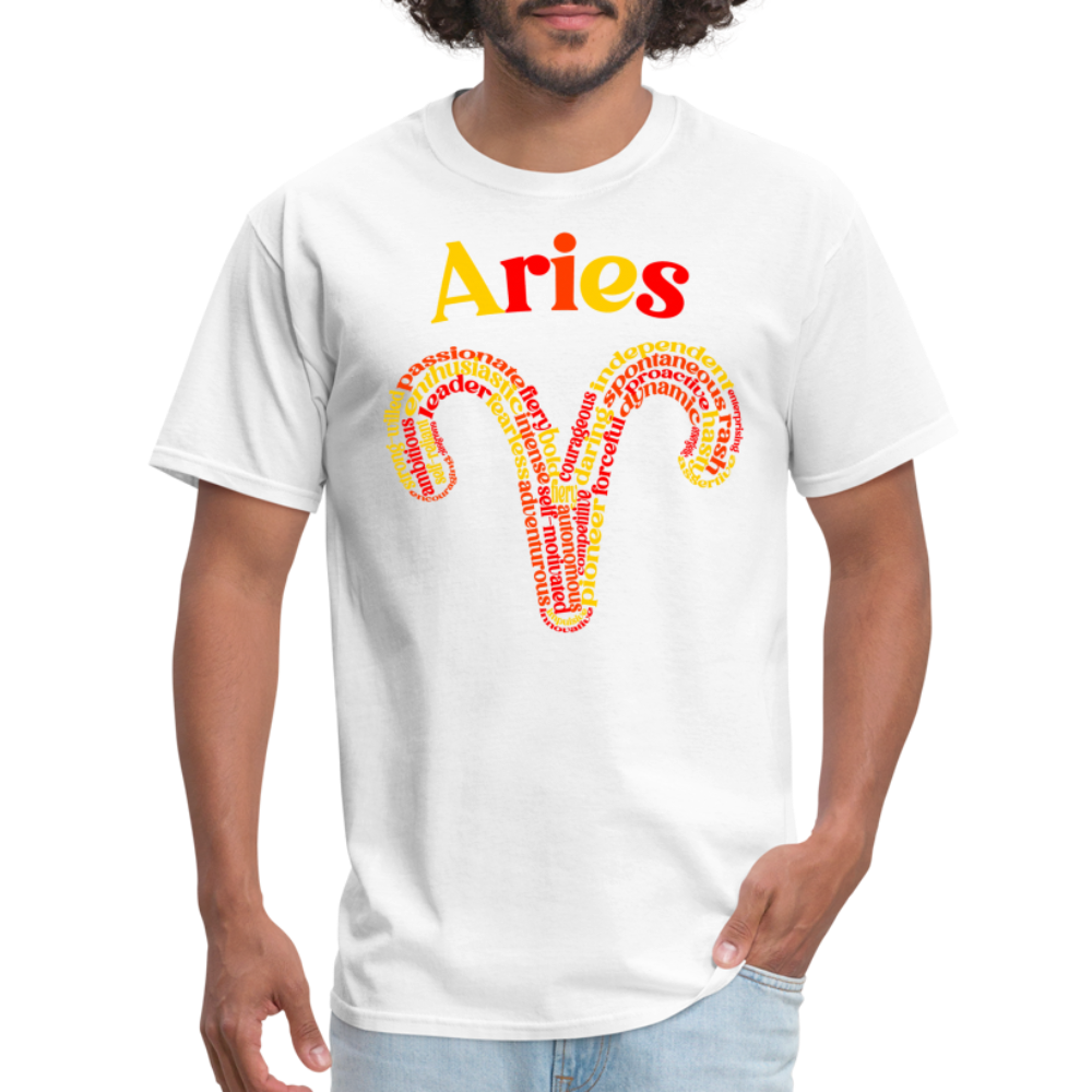 Men's Power Words Aries Classic T-Shirt - white