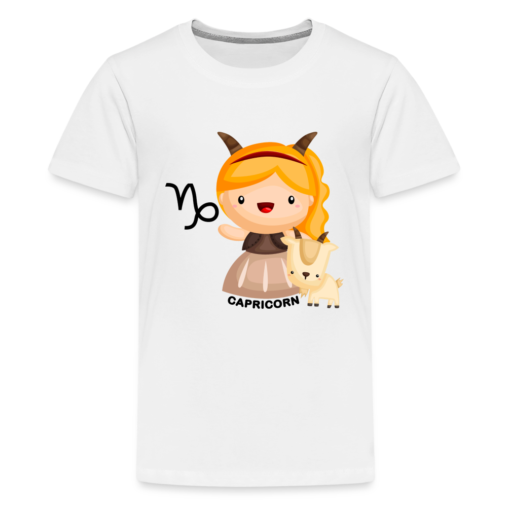 Kids' Astro Girl Capricorn Premium T-Shirt - white
