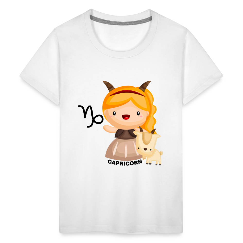 Kids' Astro Girl Capricorn Premium T-Shirt - white