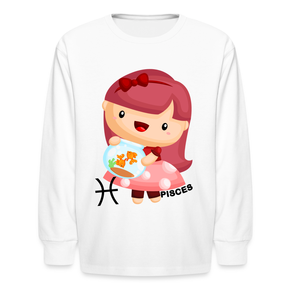 Kids' Astro Girl Pisces Long Sleeve T-Shirt - white