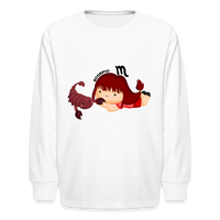 Thumbnail for Kids' Astro Girl Scorpio Long Sleeve T-Shirt - white