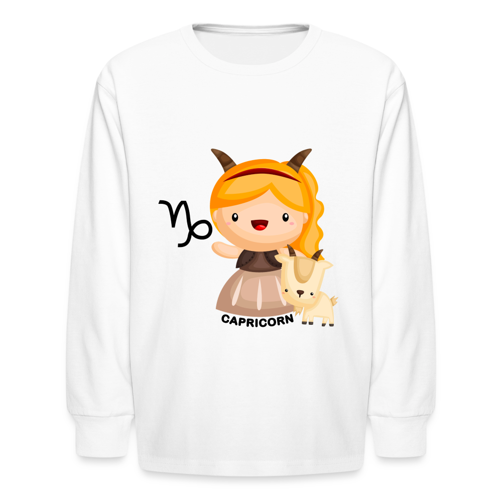 Kids' Astro Girl Capricorn Long Sleeve T-Shirt - white