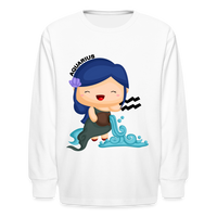 Thumbnail for Kids' Astro Girl Aquarius Long Sleeve T-Shirt - white