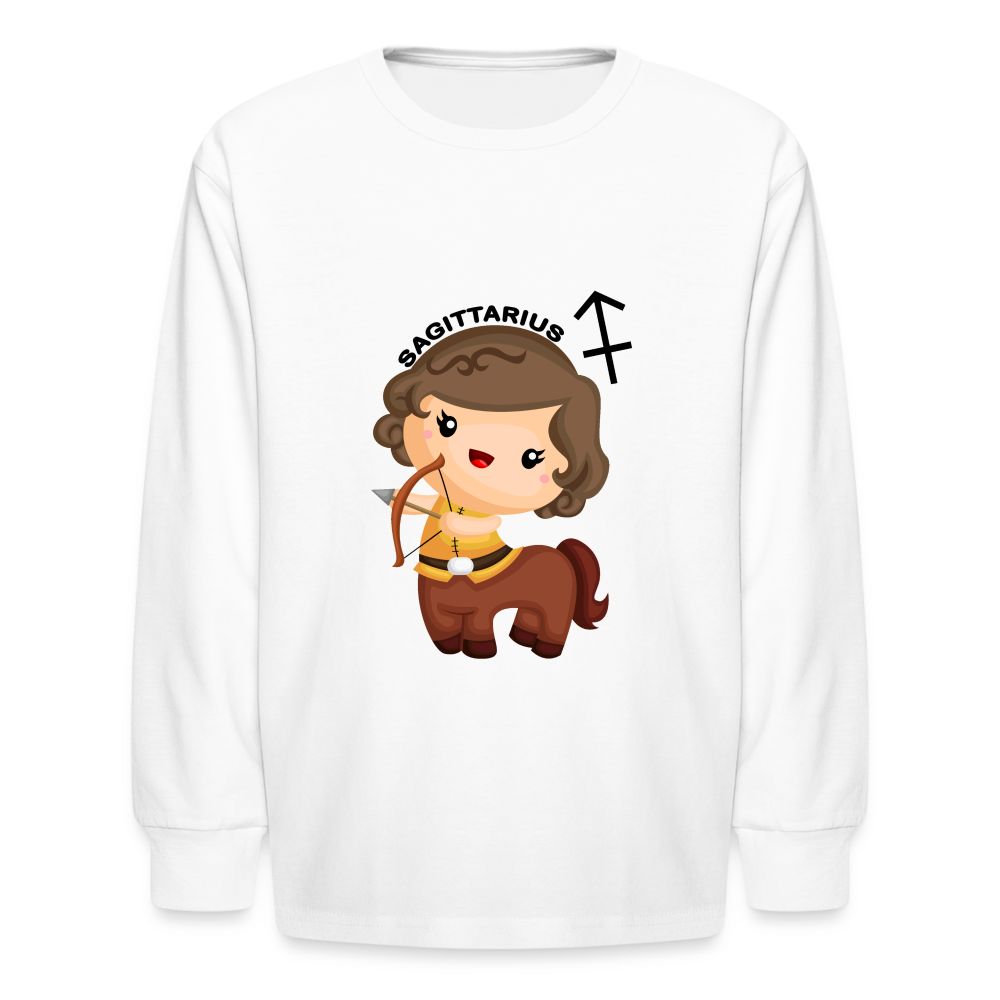 Kids' Astro Girl Sagittarius Long Sleeve T-Shirt - white