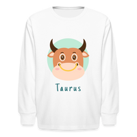 Thumbnail for Kids' Astro Toon Taurus Long Sleeve T-Shirt - white