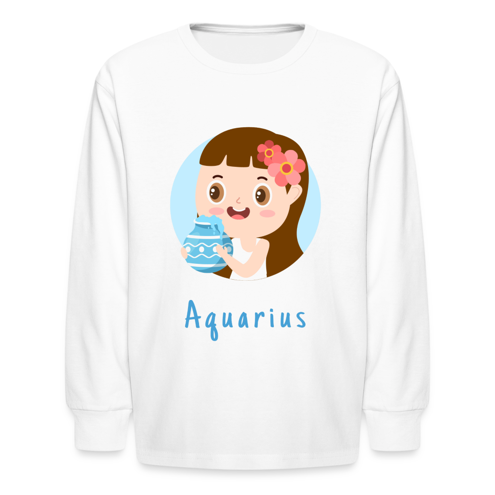 Kids' Astro Toon Aquarius Long Sleeve T-Shirt - white