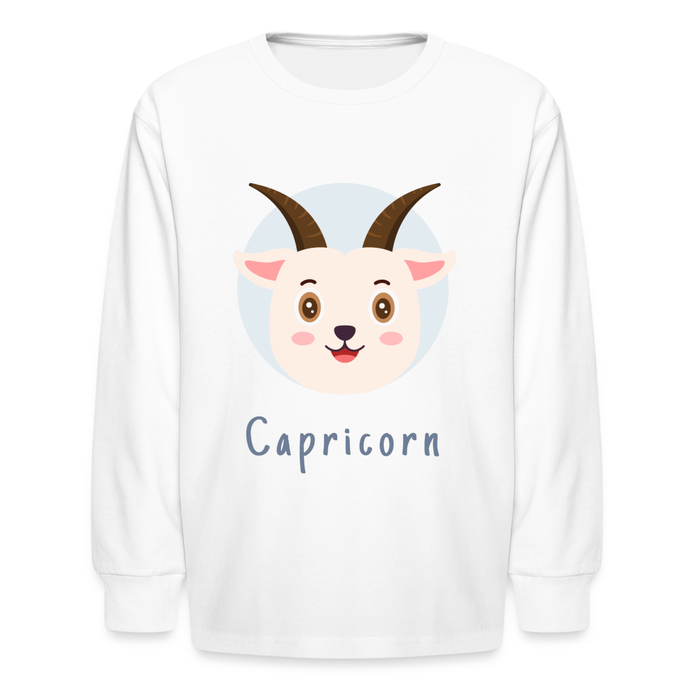 Kids' Astro Toon Capricorn Long Sleeve T-Shirt - white