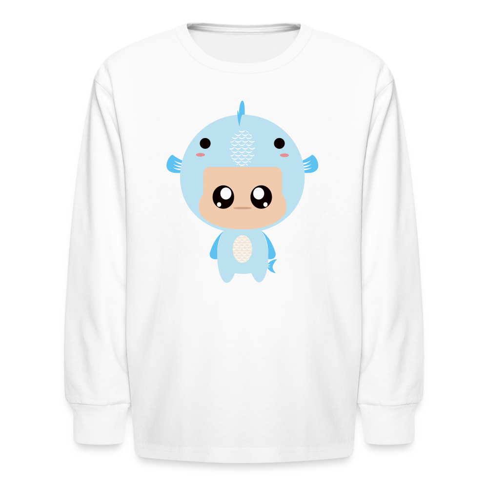 Kids' Bobbly Pisces Long Sleeve T-Shirt - white