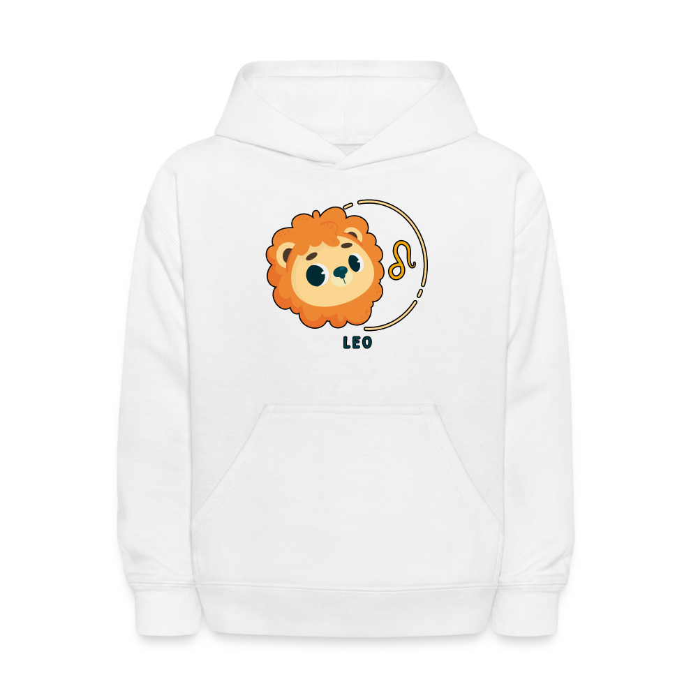 Kids' Cartoony Leo Hoodie - white