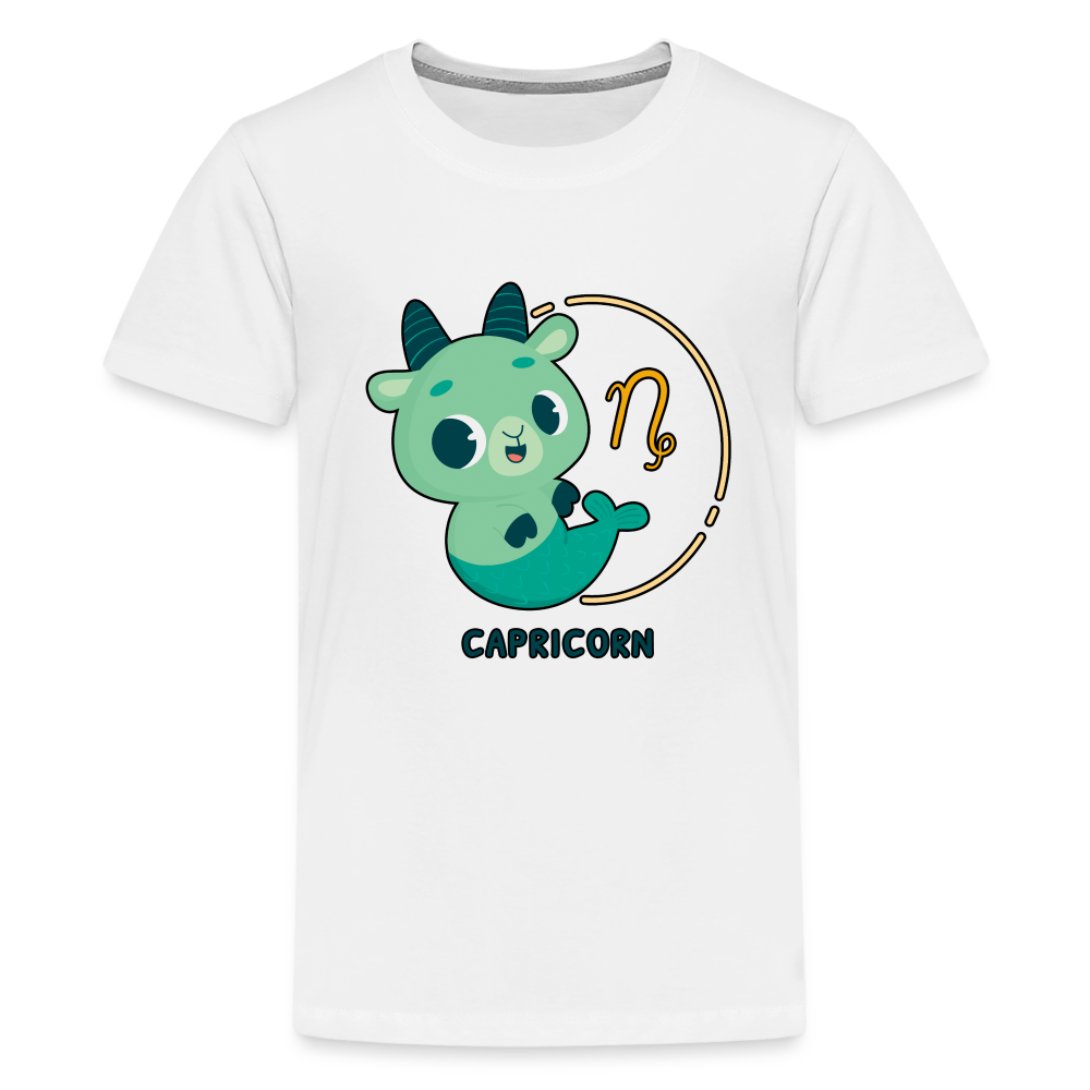 Kids' Cartoony Capricorn Premium T-Shirt - white