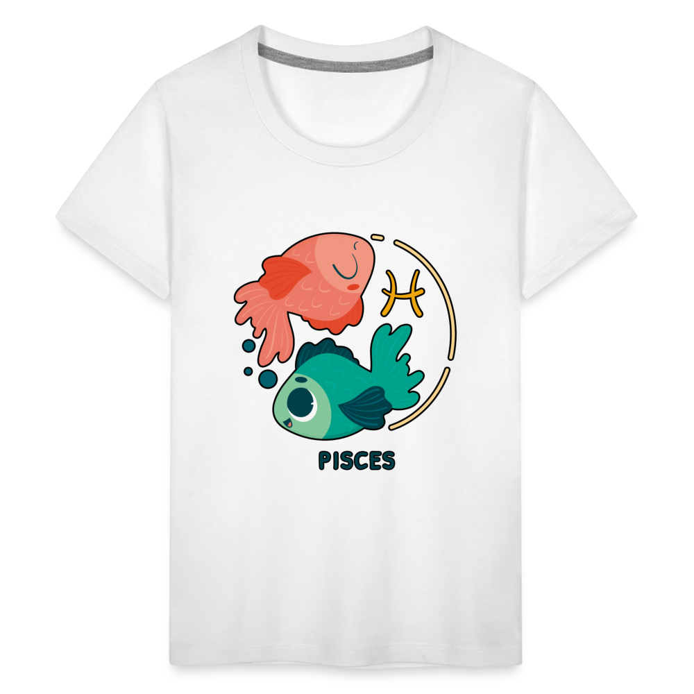 Kids' Cartoony Pisces Premium T-Shirt - white