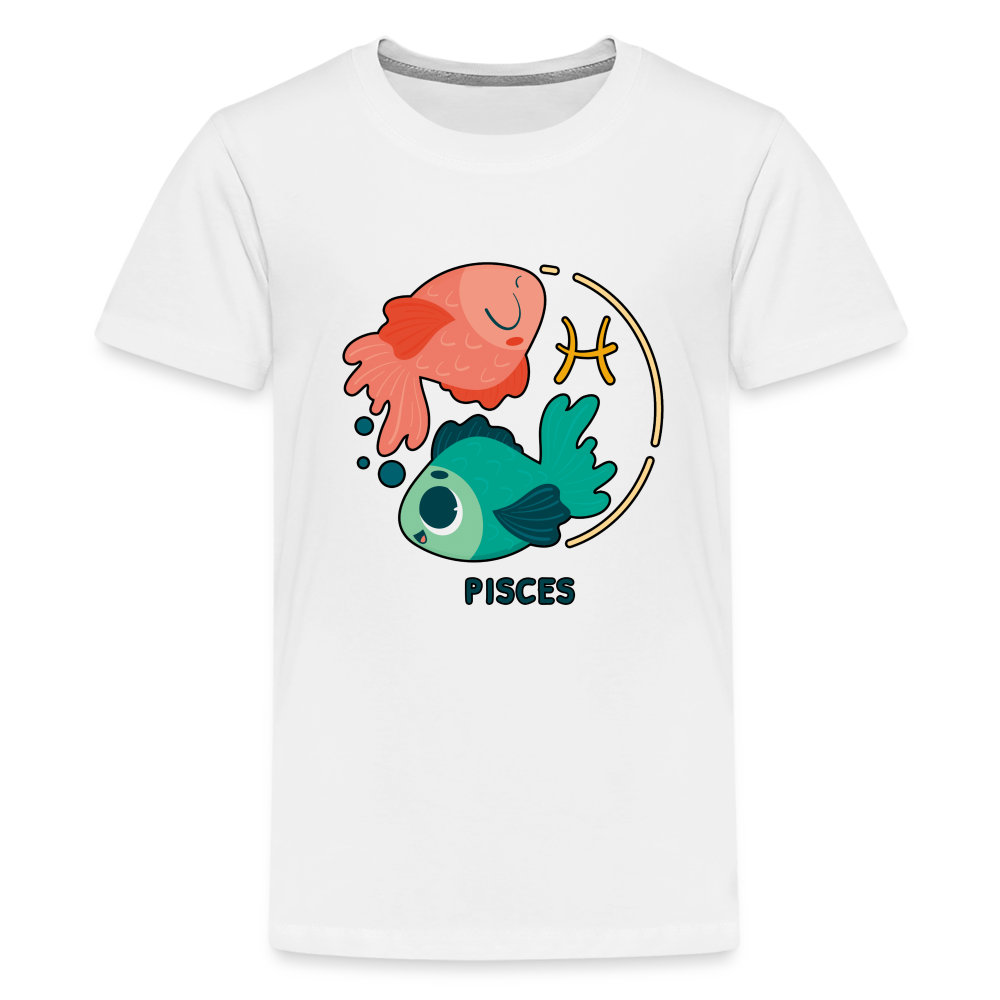 Kids' Cartoony Pisces Premium T-Shirt - white