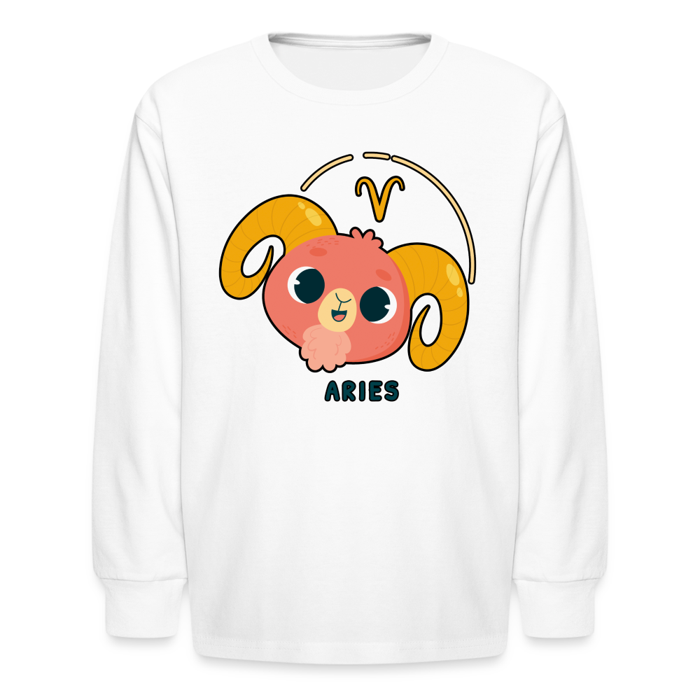 Kids' Cartoony Aries Long Sleeve T-Shirt - white