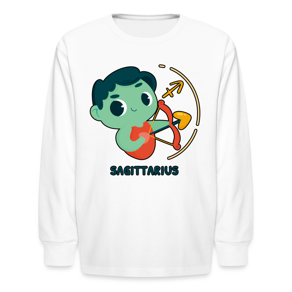 Kids' Cartoony Sagittarius Long Sleeve T-Shirt - white