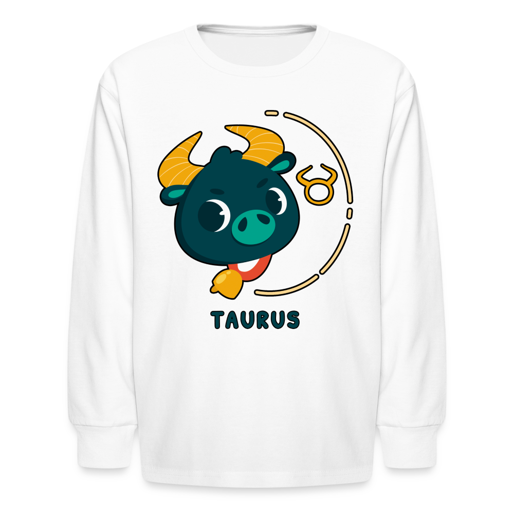 Kids' Cartoony Taurus Long Sleeve T-Shirt - white