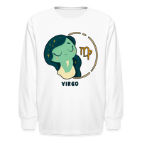 Thumbnail for Kids' Cartoony Virgo Long Sleeve T-Shirt - white