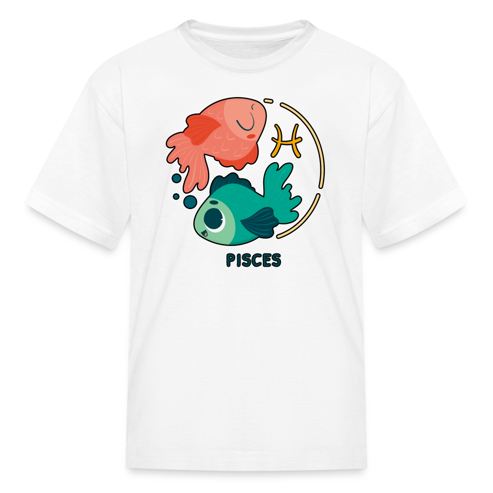 Kids' Cartoony Pisces T-Shirt - white