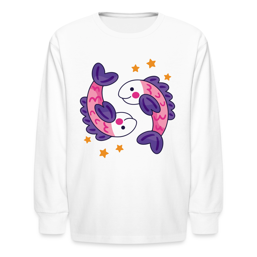 Kids' Zany Pisces Long Sleeve T-Shirt - white