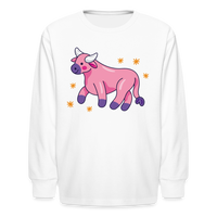 Thumbnail for Kids' Zany Taurus Long Sleeve T-Shirt - white