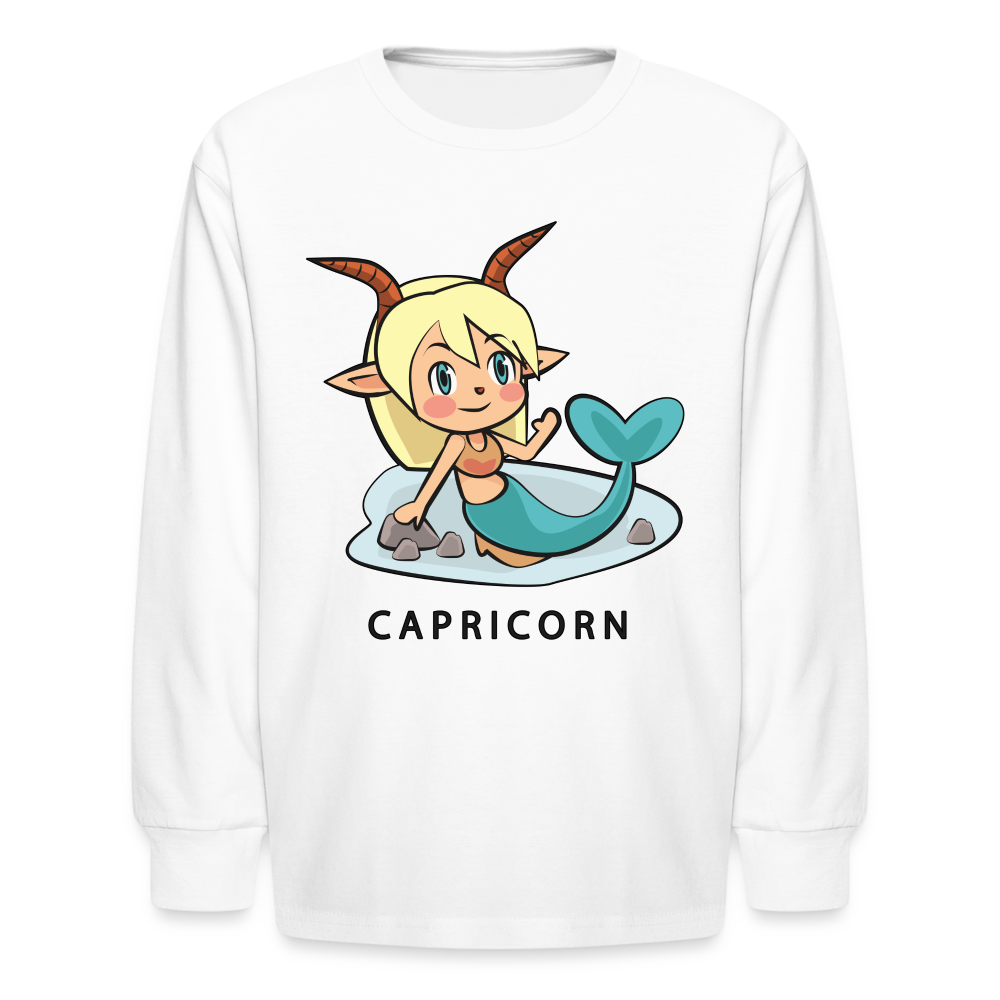 Kids' Sweet Astro Capricorn Long Sleeve T-Shirt - white