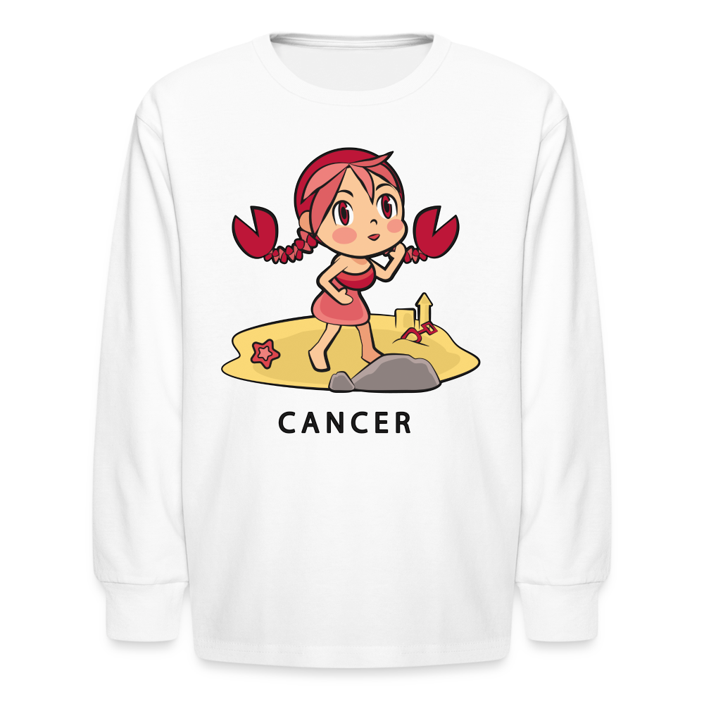 Kids' Sweet Astro Cancer Long Sleeve T-Shirt - white