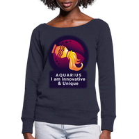 Thumbnail for Women's Glow Aquarius Wideneck Sweatshirt - melange navy