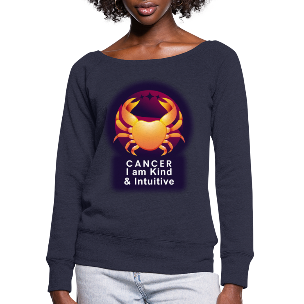Women's Glow Cancer Wideneck Sweatshirt - melange navy