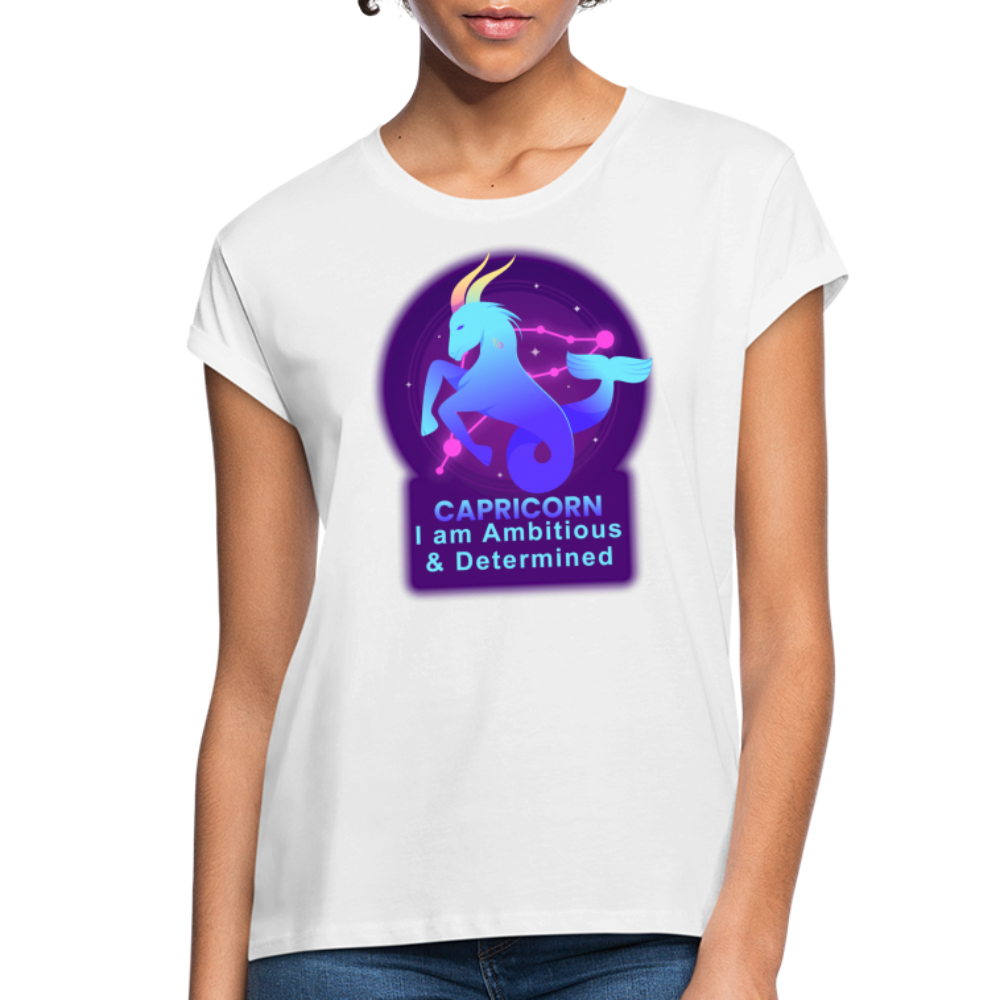 Women's Neon Capricorn Relaxed Fit T-Shirt - white