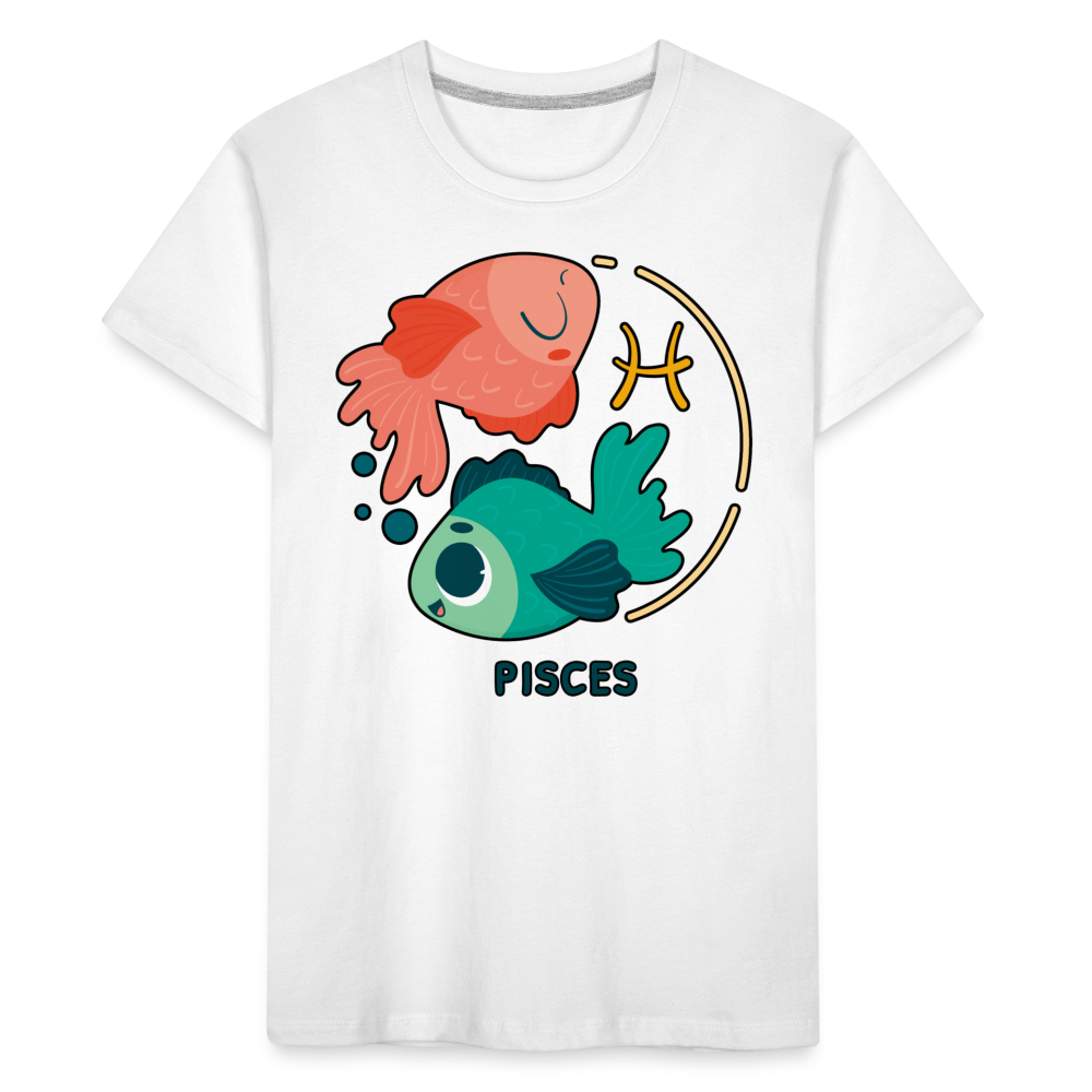 Toddler Cartoony Pisces Premium Organic T-Shirt - white