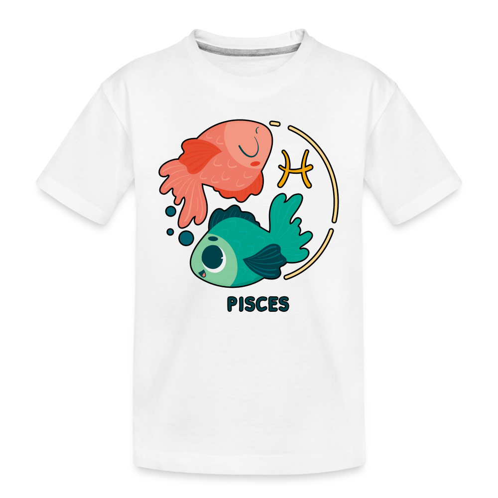 Toddler Cartoony Pisces Premium Organic T-Shirt - white