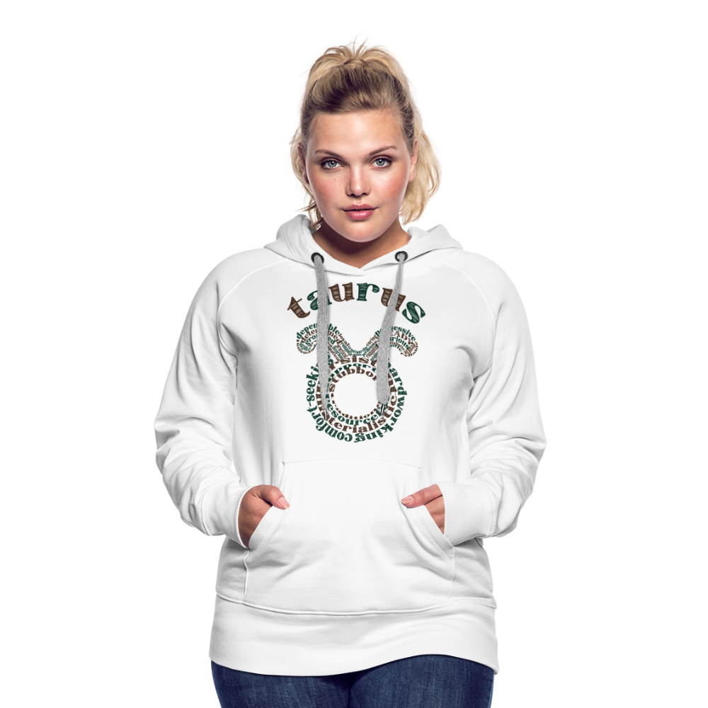 Women's Power Words Taurus Premium Hoodie - white