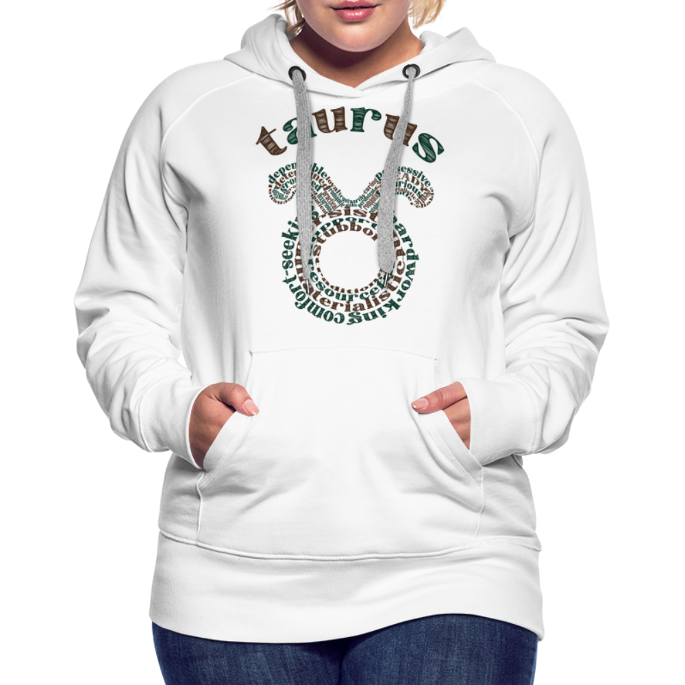 Women's Power Words Taurus Premium Hoodie - white