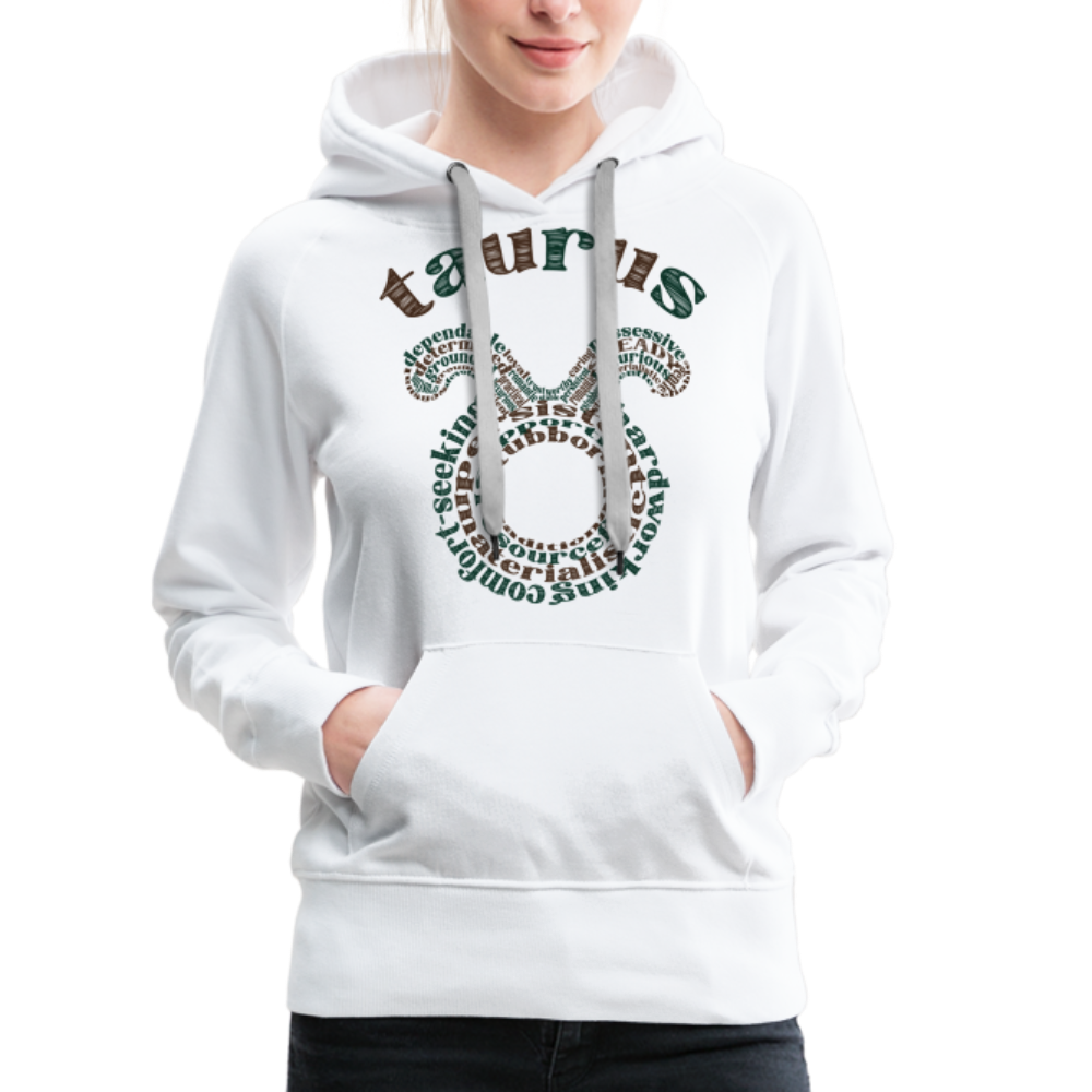 Women's Power Words Taurus Premium Hoodie - white