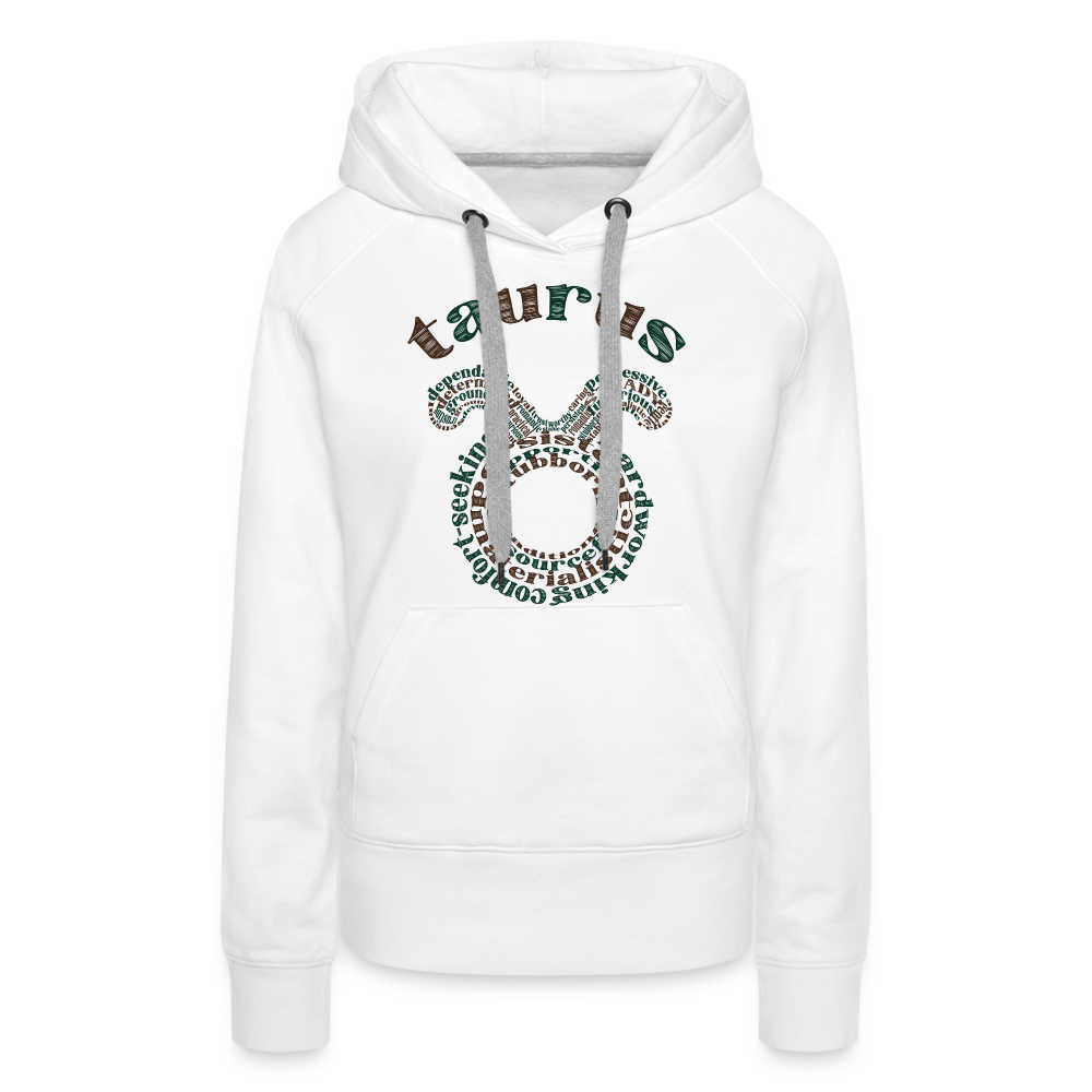 Women's Power Words Taurus Premium Hoodie - white