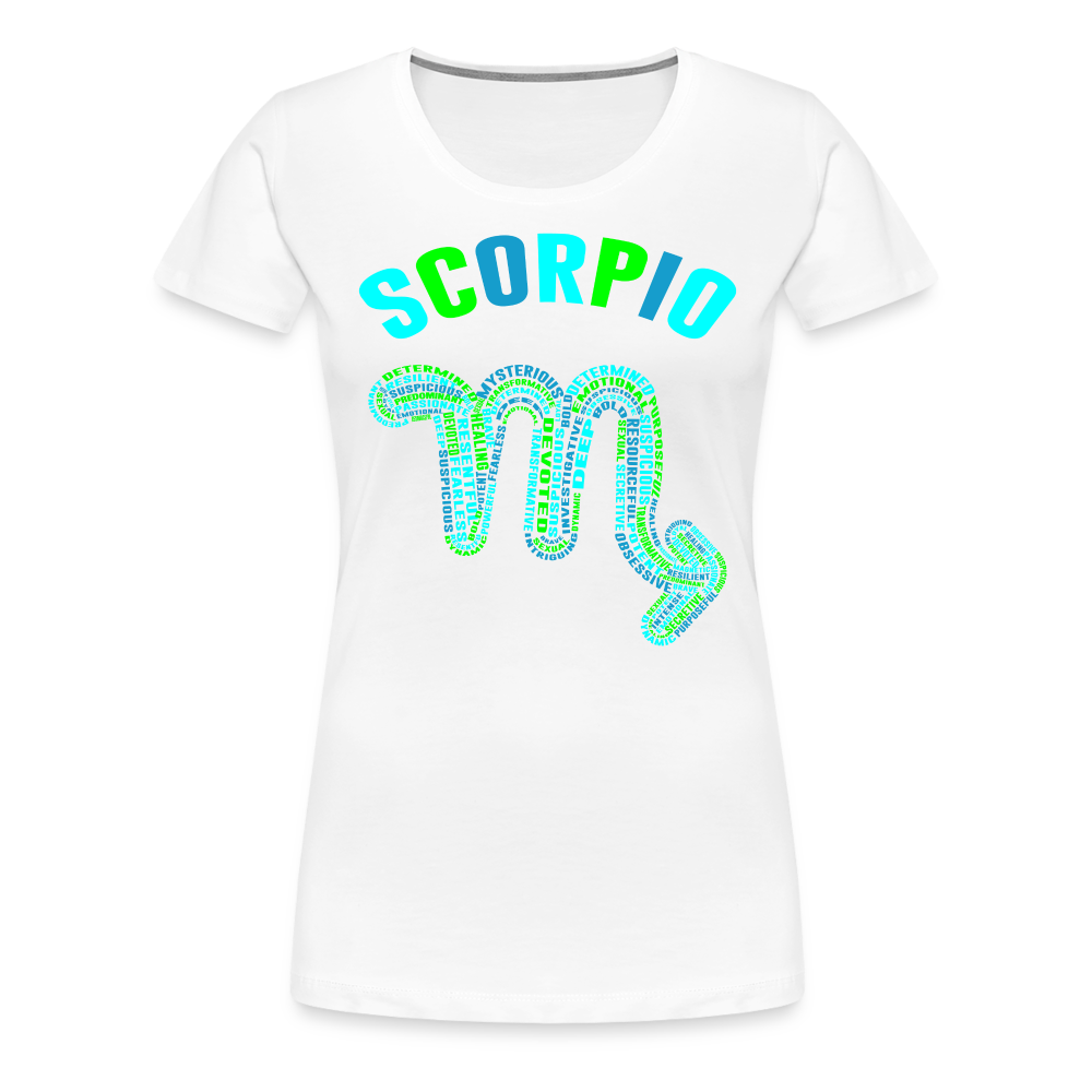 Women's Power Words Scorpio Premium T-Shirt - white