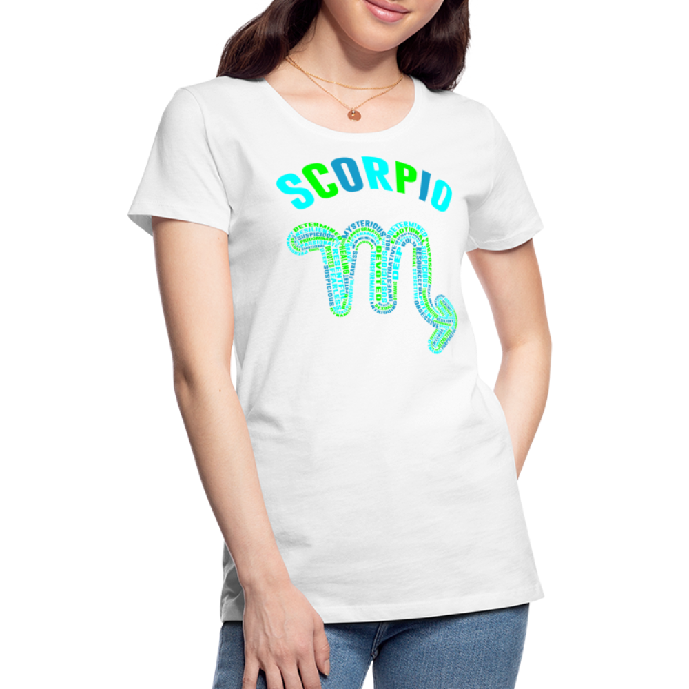 Women's Power Words Scorpio Premium T-Shirt - white