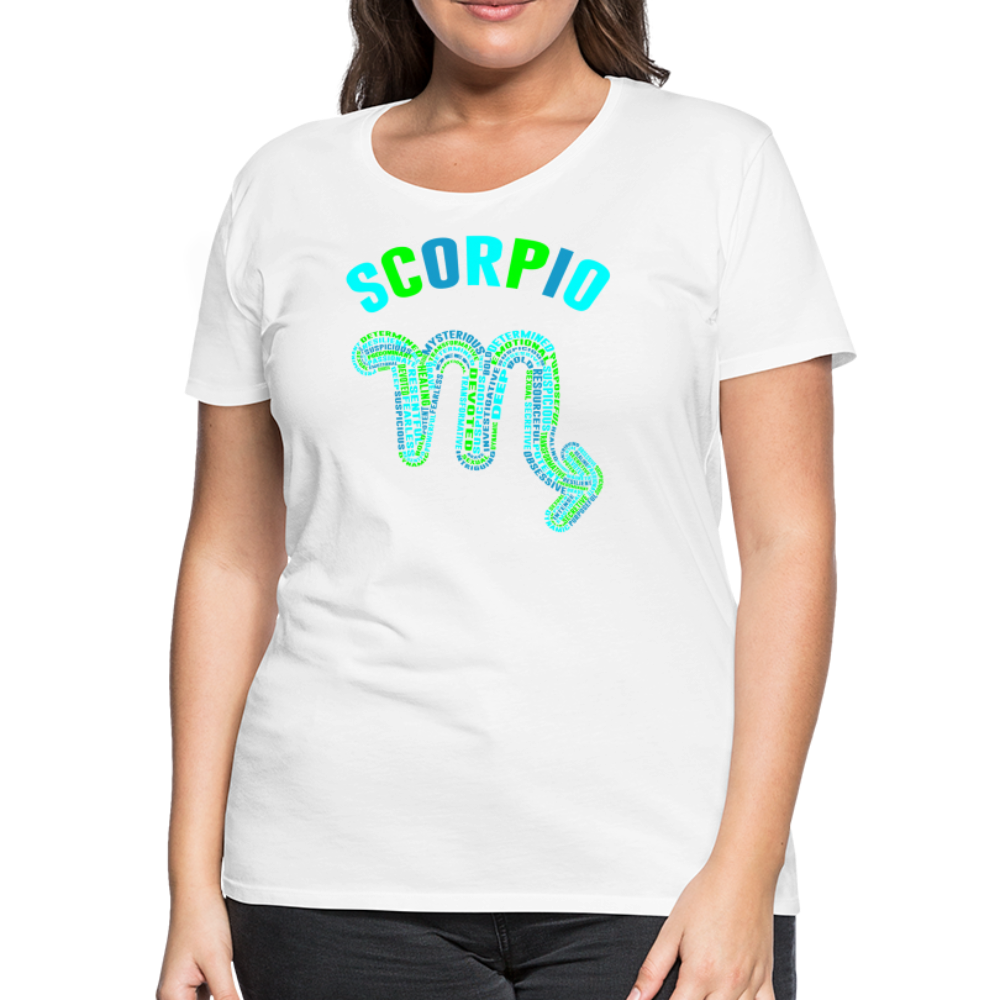 Women's Power Words Scorpio Premium T-Shirt - white