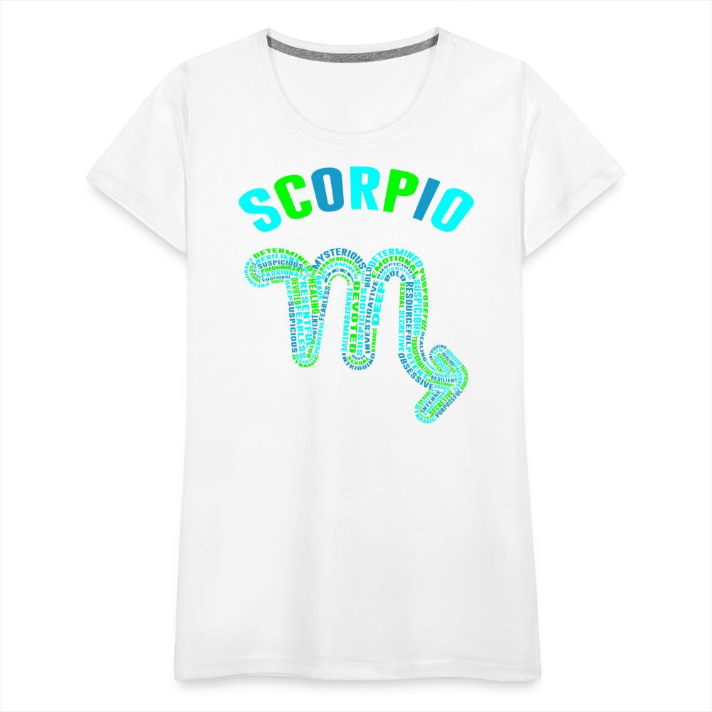 Women's Power Words Scorpio Premium T-Shirt - white