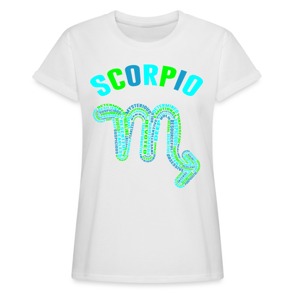 Women's Power Words Scorpio Relaxed Fit T-Shirt - white