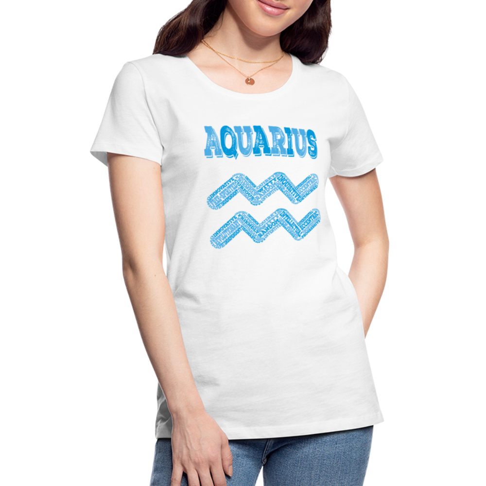 Women's Power Words Aquarius Premium T-Shirt - white