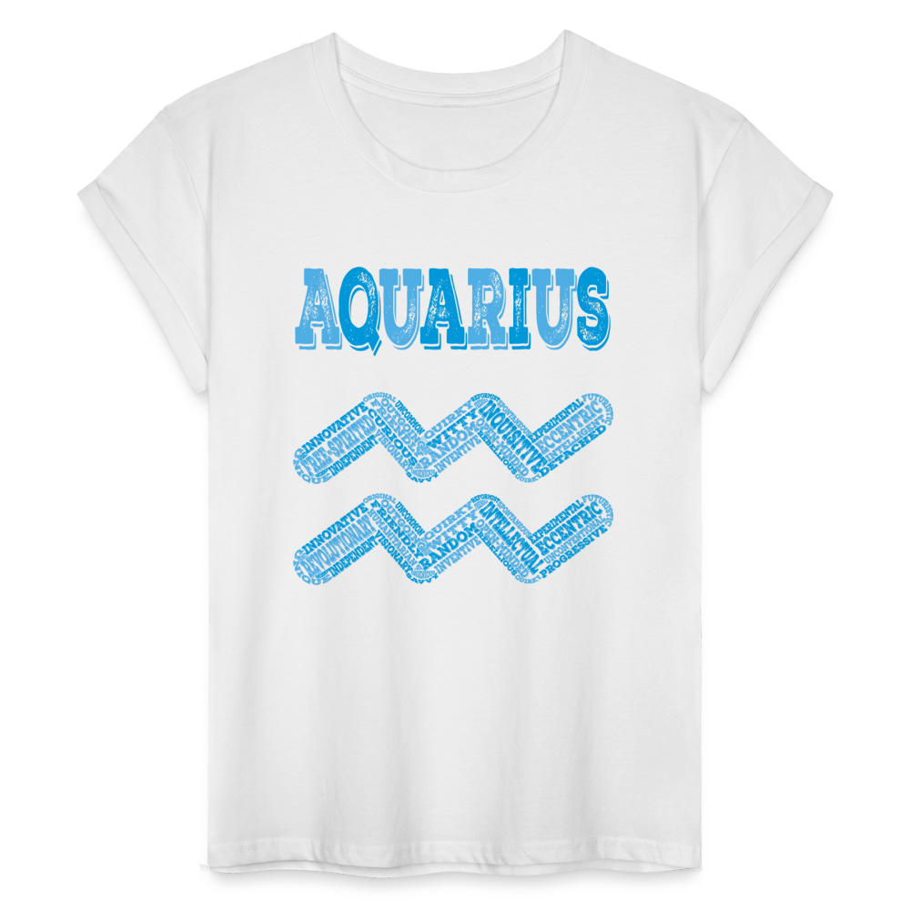 Women's Power Words Aquarius Relaxed Fit T-Shirt - white