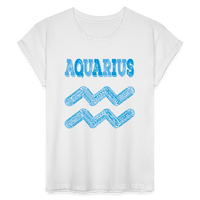 Thumbnail for Women's Power Words Aquarius Relaxed Fit T-Shirt - white