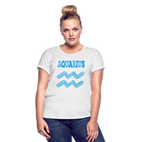 Thumbnail for Women's Power Words Aquarius Relaxed Fit T-Shirt - white