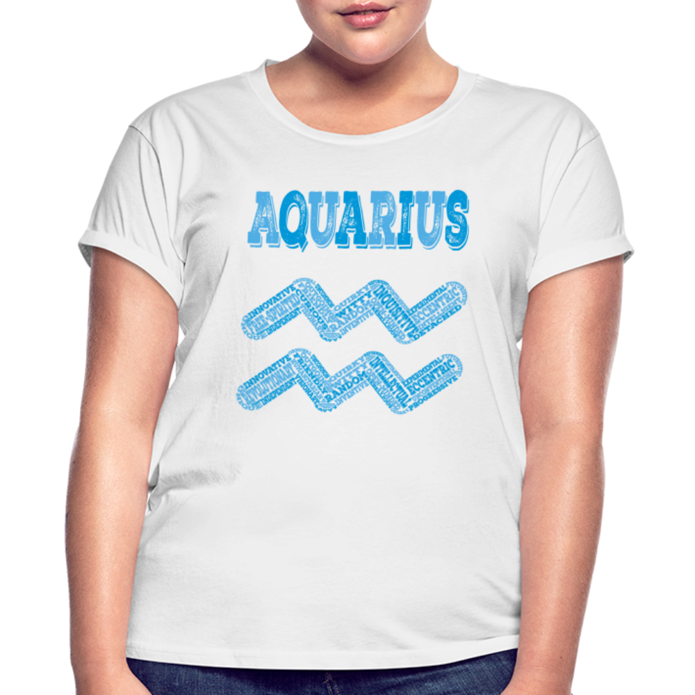 Women's Power Words Aquarius Relaxed Fit T-Shirt - white