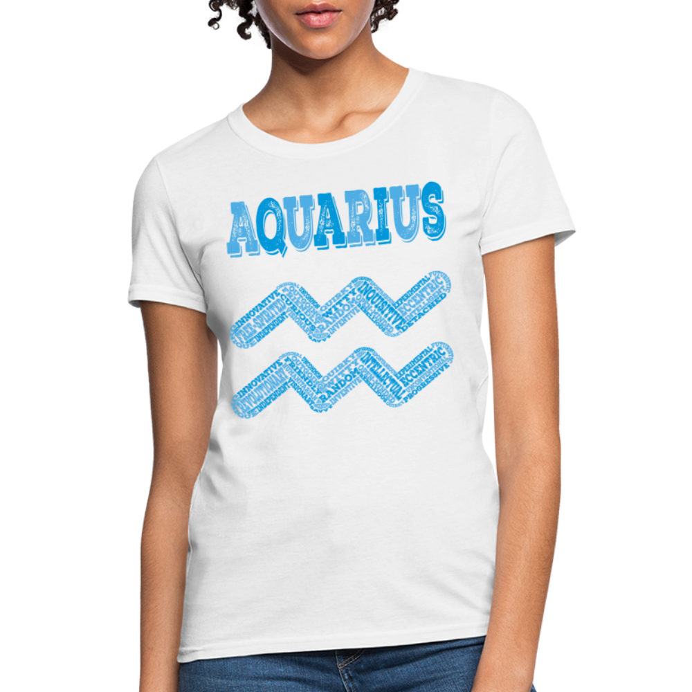 Women's Power Words Aquarius T-Shirt - white