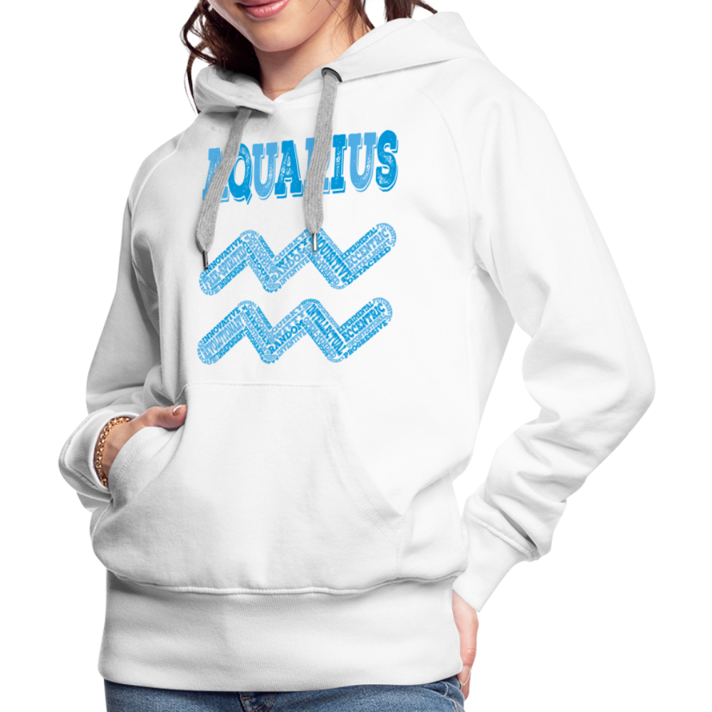 Women's Power Words Aquarius Premium Hoodie - white