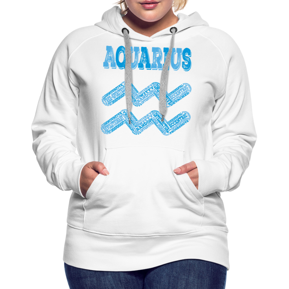 Women's Power Words Aquarius Premium Hoodie - white