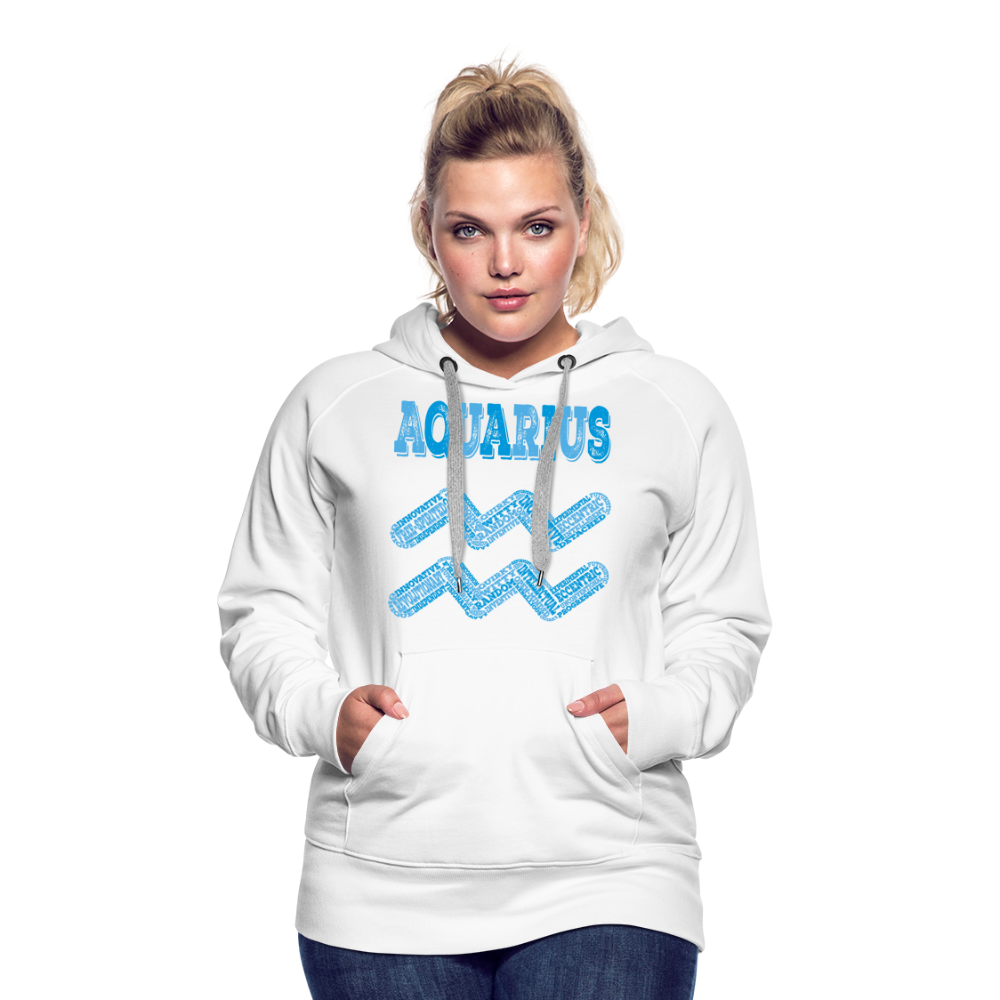 Women's Power Words Aquarius Premium Hoodie - white