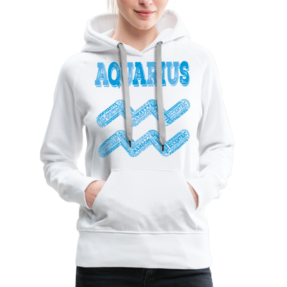 Women's Power Words Aquarius Premium Hoodie - white